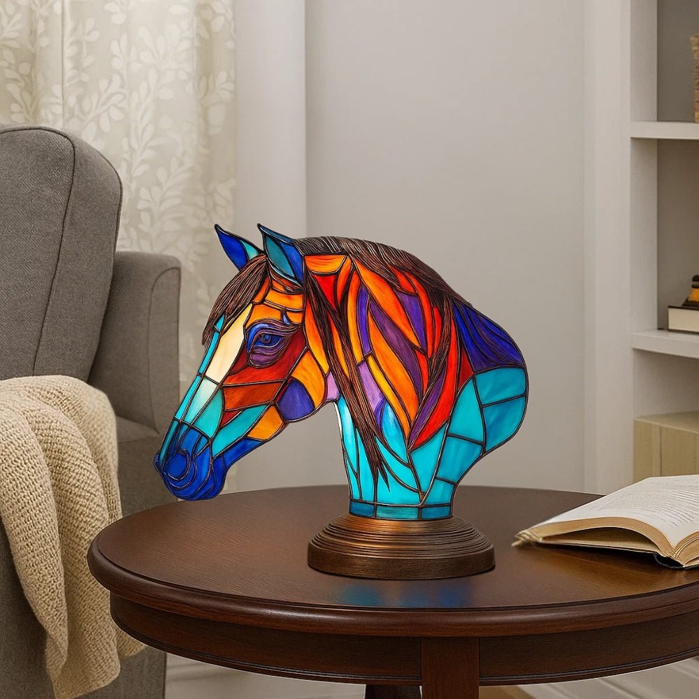 Artistic LED Nightlight with Stained Glass Effect HORSE Nightlight - BlueFox