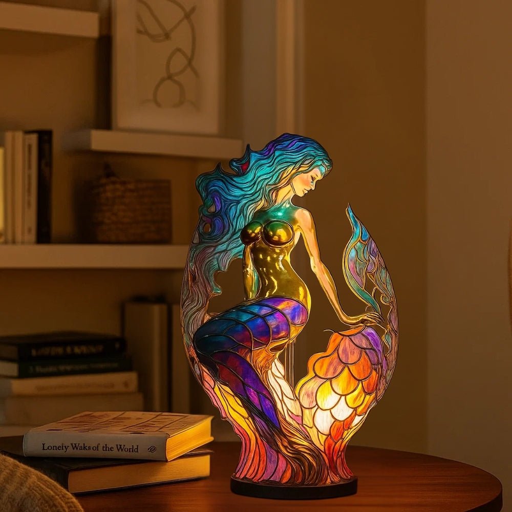 Artistic LED Nightlight with Stained Glass Effect MERMAID Nightlight - BlueFox