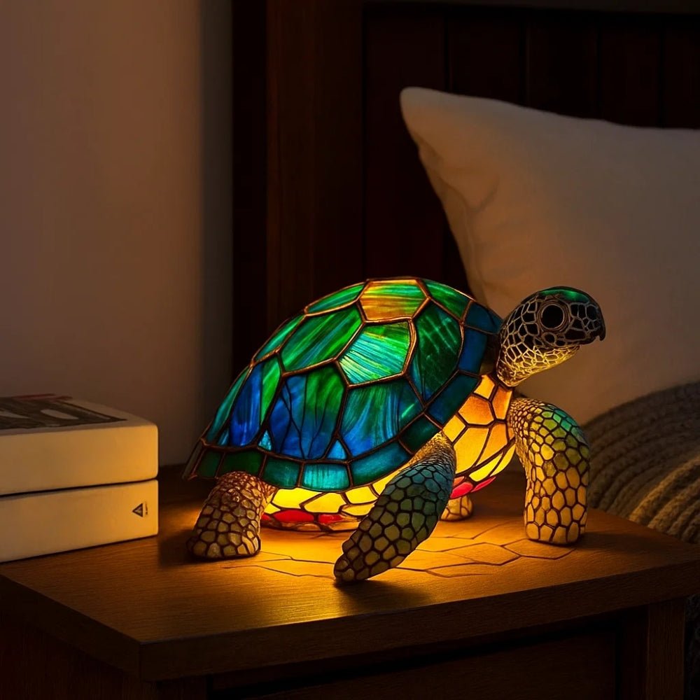 Artistic LED Nightlight with Stained Glass Effect TURTLE Nightlight - BlueFox