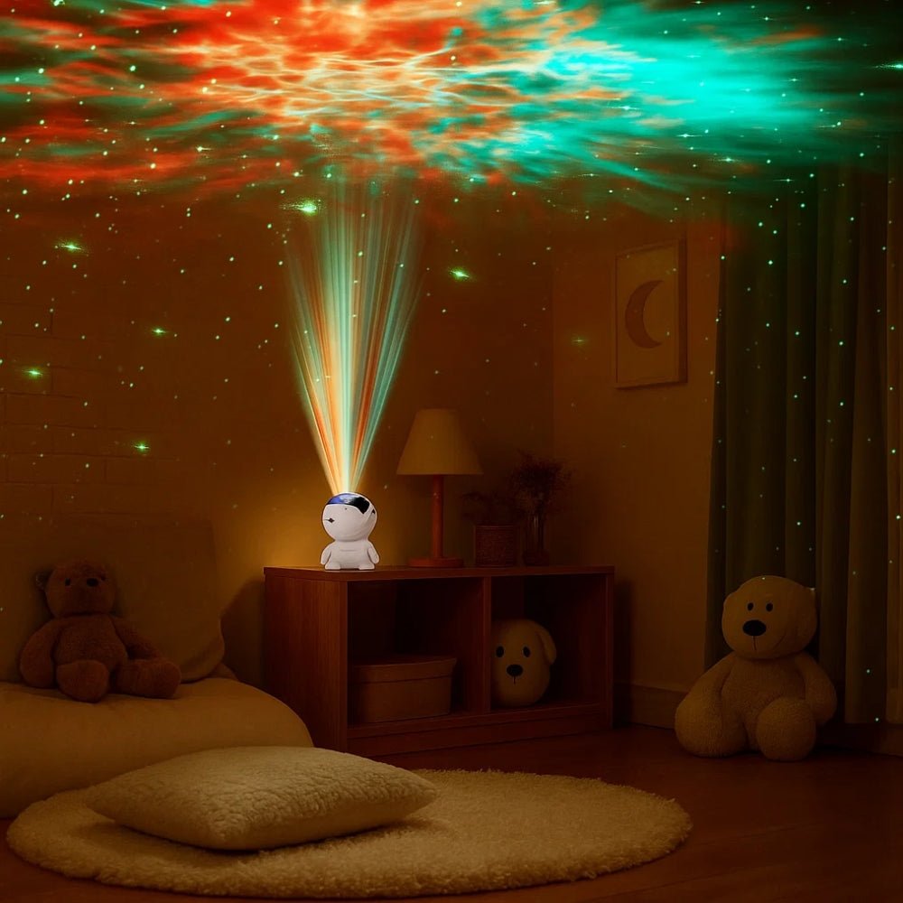 Astronaut Galaxy Night Light with Colorful Nebula Projection White Star Nightlight - BlueFox