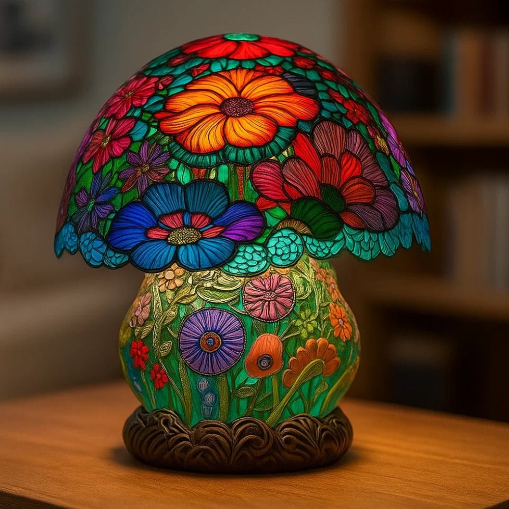 Enchanting Stained Glass Nightlight Flower Bush Nightlight - BlueFox