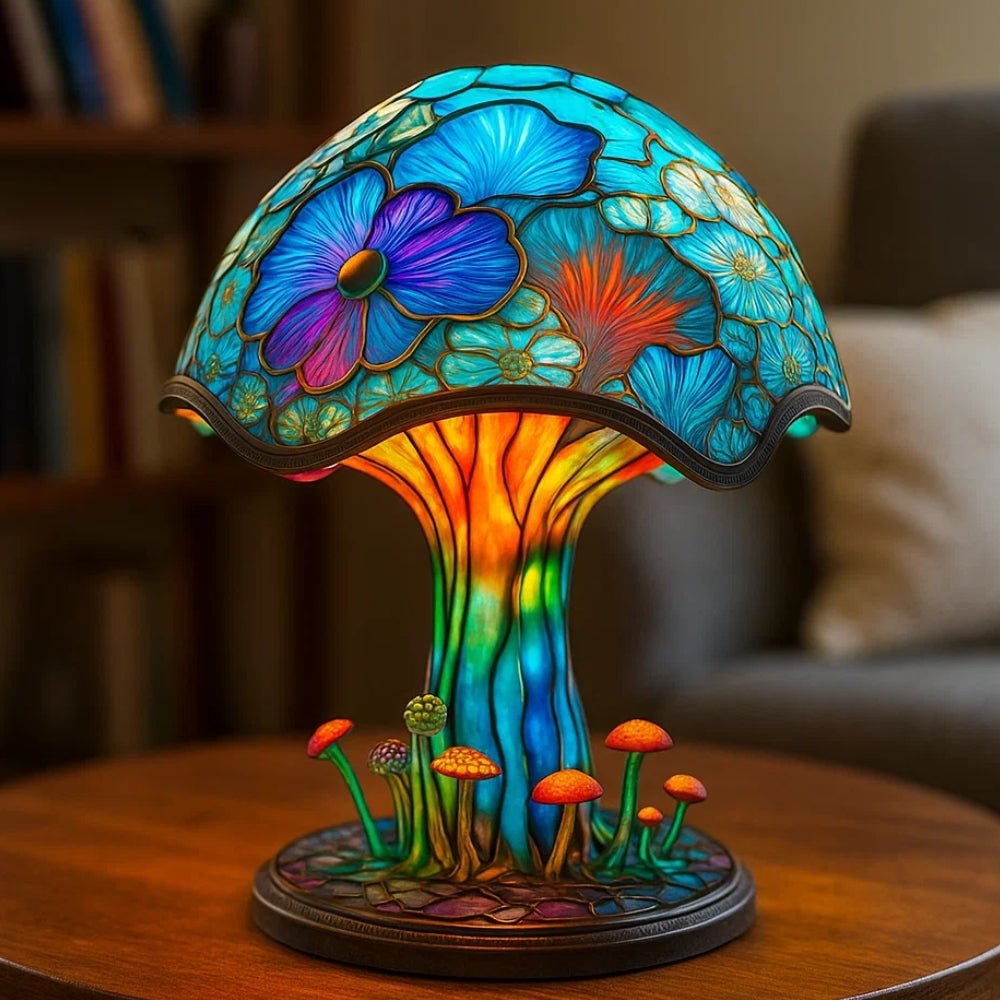 Enchanting Stained Glass Nightlight Lotus Flower Nightlight - BlueFox