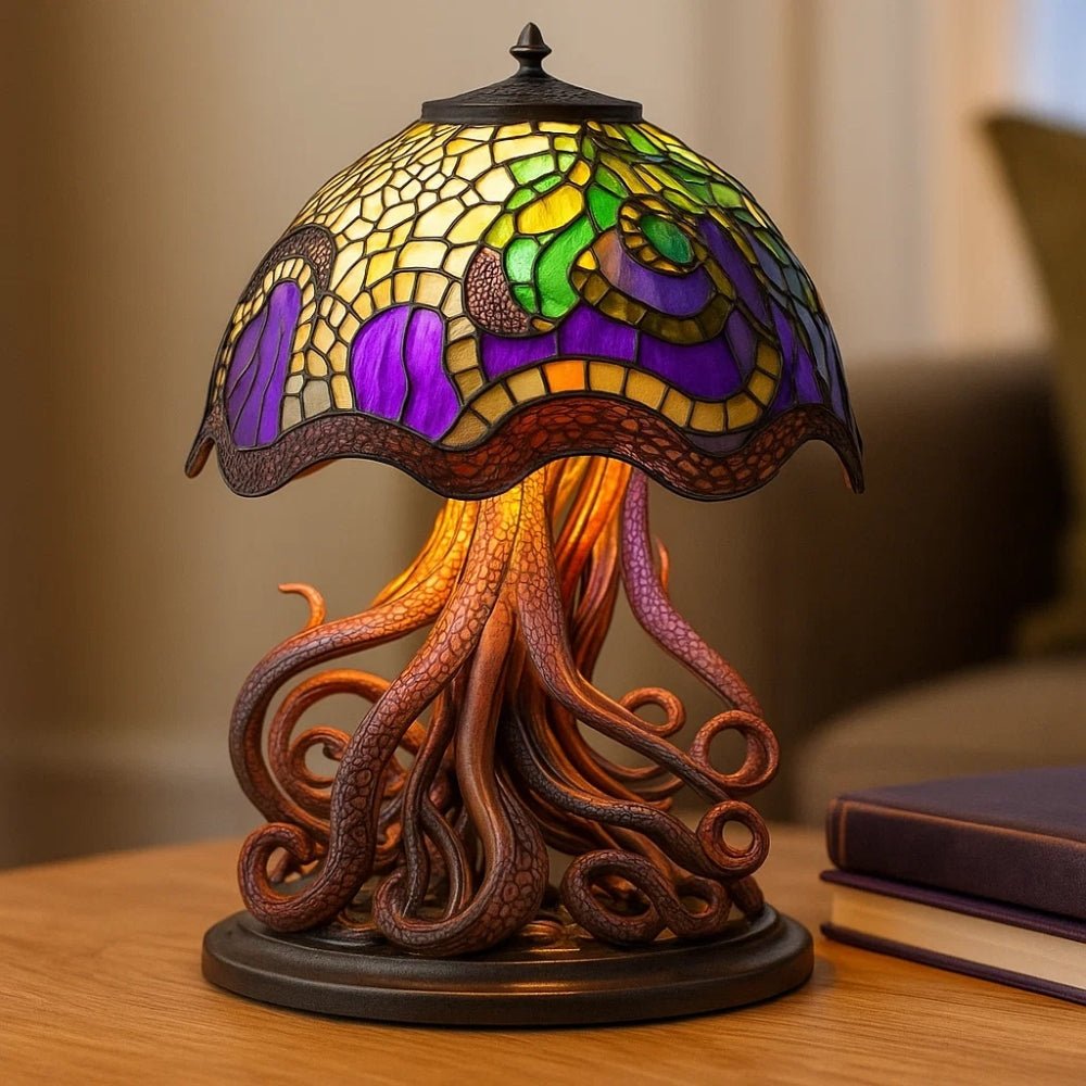 Enchanting Stained Glass Nightlight Octopus Nightlight - BlueFox